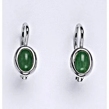 Náušnice Stříbrné náušnice s přírodním kamenem avanturin 6 x 4, NK 1353