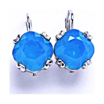 Náušnice Stříbrné naušnice, krystaly Swarovski Caribben Blue Opal, NK 1225