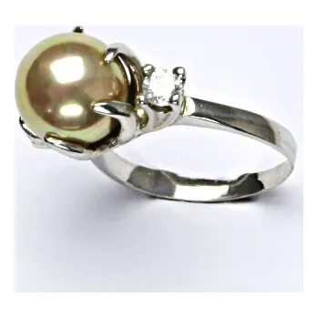 Prsten Stříbrný prsten s perlou, prsten ze stříbra, um. perla se skutečným perleťovým leskem T 1190