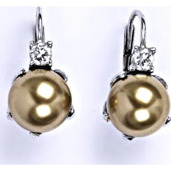 Náušnice Stříbrné náušnice se swarovski perlou bronze 10 mm, NK 1190