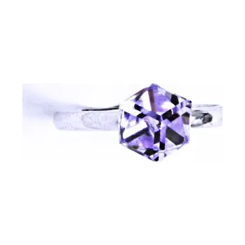 Prsten Stříbrný prsten s krystalem Swarovski (Violet 6x6 mm)T 1230