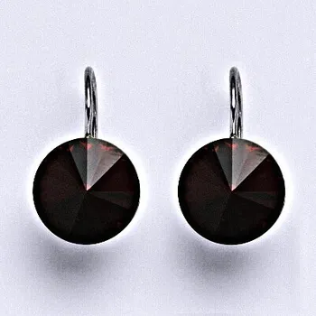 Náušnice Stříbrné náušnice se Swarovski krystaly Rivoli siam12 mm, NK 1468