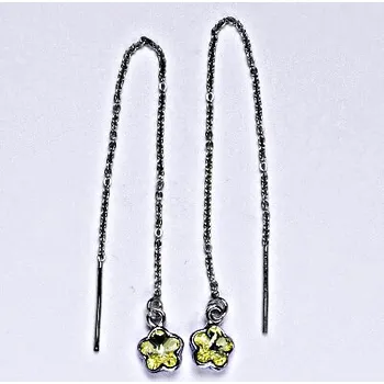 Náušnice Stříbrné řetízkové protahovací náušnice se Swarovski krystalem jonqul, NŘ 1297