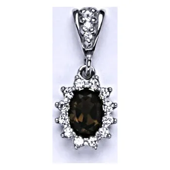 Přívěsek Stříbrný přívěšek Kate, přírodní záhněda a čiré zirkony, stříbrný, stříbro, P 1480/2