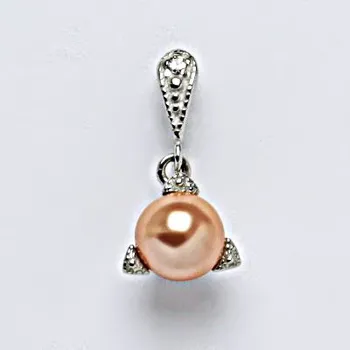 Šperk Stříbrný přívěšek s umělou lososovou perlou 8 mm, šperk, P 1220/14