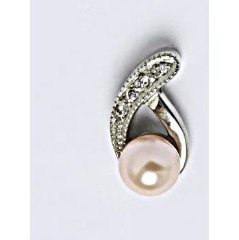 Šperk Stříbrný přívěšek s umělou světle lososovou perlou 6 mm, šperk P 1195 Rh