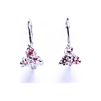 Náušnice Náušnice stříbrné naušnice se zirkonem na patent VE 135 pink