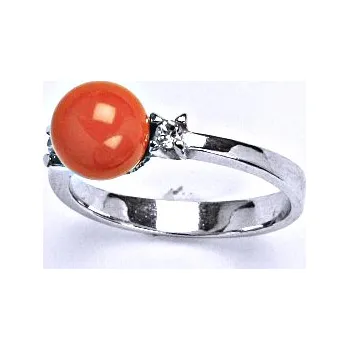 Prsten Stříbrný prsten se Swarovski coral perlou 8 mm, T 1207