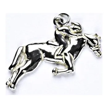 Přívěsek Stříbrný přívěsek, žokej na koni, přívěsek ze stříbra, P 234