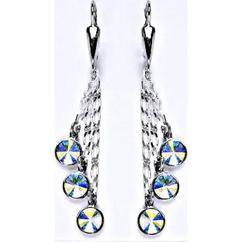 Náušnice Náušnice stříbrné s krystaly Swarovski AB krystal, kolečka na řetízku, NK 1336/3/20