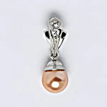 Šperk Stříbrný přívěšek s umělou lososovou perlou 6 mm, šperk P 1193/2
