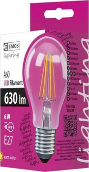 Žárovka Emos Filament A60 6W E27 2800K