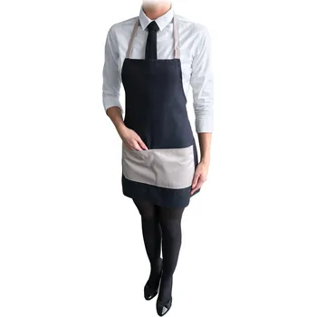 Kuchyňská zástěra Vondrak & Company | Kuchařská zástěra mini - riflová/béžová kapsa 195g