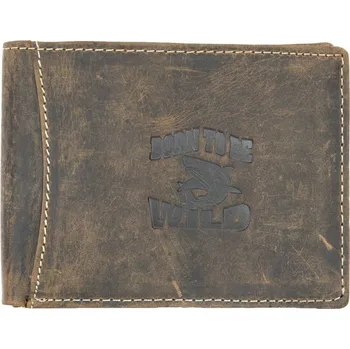 Peněženka Hnědá pánská kožená peněženka Born to be Wild se žralokem podélná