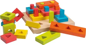 Dřevěná hračka JOHNTOY dřevěné 3D puzzle + vkládačka