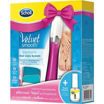 Scholl Velvet Smooth Elektrický pilník na nehty růžový + Olej na nehty