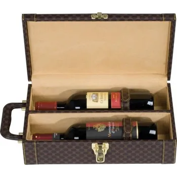 Dárková krabička Hnědý elegantní kufřík na 2 lahve vína