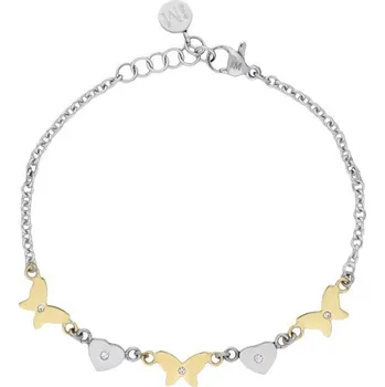 Náramek Morellato ocelový bicolor náramek s motýlky a srdíčky Insieme SAHM09