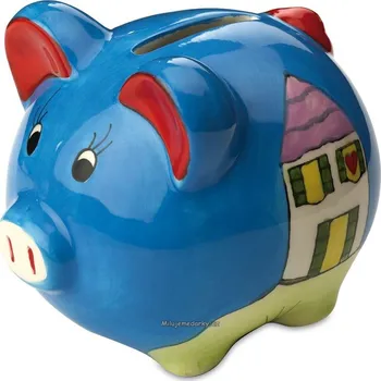 Pokladnička Modré keramické prasátko jako pokladnička