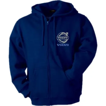 Pánská mikina Truck mikina s kapucí modrá VOLVO s dlouhým zipem a výšivkou (Materiál: 320 g/m2, 80% česaná bavlna, 20% polyester)