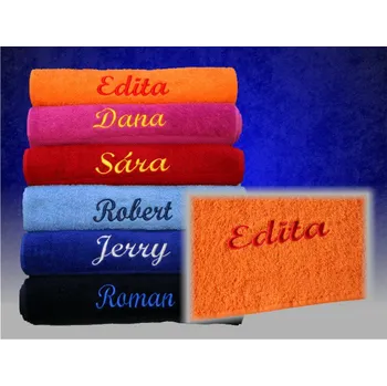 Ručník Ručník se jménem oranžový (Ručník z kvalitního froté o rozměrech 50 x 100 cm a výšivkou)