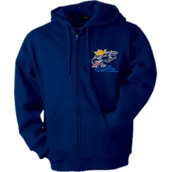 Pánská mikina Truck mikina s kapucí modrá GRIFFIN s dlouhým zipem a výšivkou (Materiál: 320 g/m2, 80% česaná bavlna, 20% polyester)