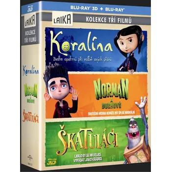 Blu-ray Koralína + Norman a duchové + Škatuláci 2D+3D 3 disky Blu-ray film Blu-ray Koralína + Norman a duchové + Škatuláci 2D+3D 3 disky