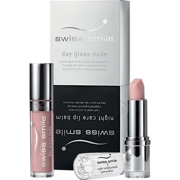 Swiss Smile Day Gloss Nude Lip Gloss Kit 3,5 ml Day Gloss Nude Lip Gloss + 3,5 g Night Care Lip Balm Lesk na rty Swiss Smile Day Gloss Nude Lip Gloss Kit 3,5 ml Day Gloss Nude Lip Gloss + 3,5 g Night Care Lip Balm