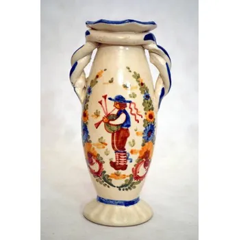 Váza Váza porcelánová, malovaná, lidový motiv dudák