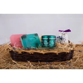 Kosmetická sada Dárkový koš březové kosmetiky Be2la® - 2 mýdla, levandulový pytlíček, krém