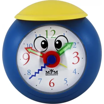 Budík Usměvavý dětský budík modrý s žlutou čepicí MPM C01.3184 ( )