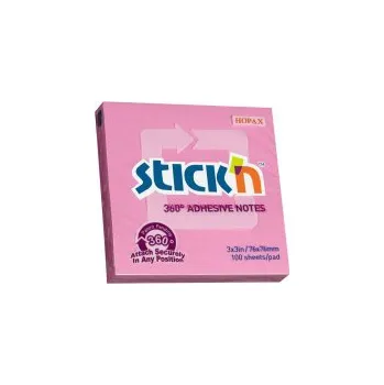 Samolepící bloček Samolepicí bločky Hopax 360° - 76 x 76 mm / 100 lístků / růžová