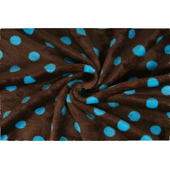 Coral fleece puntík tyrkys + hnědá, látka, metráž