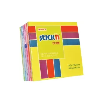 Samolepicí bločky Hopax - 76 x 76 mm / 400 lístků / neon mix žlutá