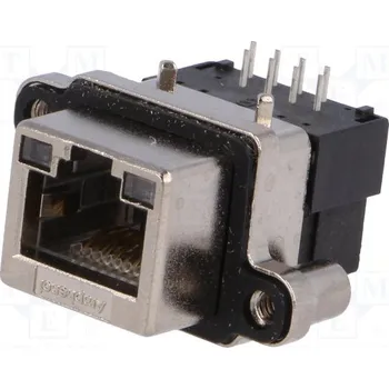 Elektroinstalační materiál AMPHENOL Konektor RJ45 zásuvka UL94V-0 IP67 THT do panelu úhlové 90