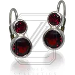 Zlaté náušnice, bílé i žluté zlato, přírodní granáty - VE 165 (Zlaté náušnice s granáty)