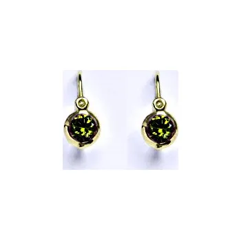 Náušnice Zlaté dětské náušničky, syntetický olivín,žluté zlato, NK 1317