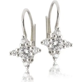 Náušnice Zlaté náušnice s čirými zirkony , bílé zlato - VE 38