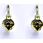 Zlaté dětské náušničky, syntetický olivín,žluté zlato, NK 1319