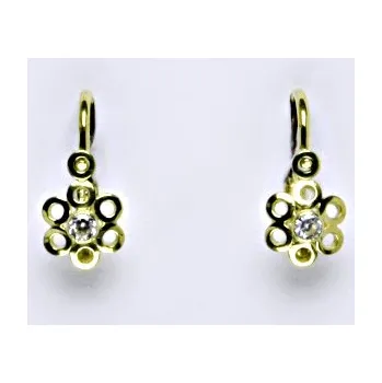 Náušnice Dětské zlaté naušnice kytička , čirý zirkon ,žluté zlato - 1273 poslední pár (Zlaté dětské náušnice)