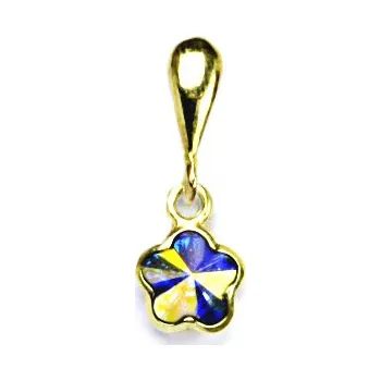 Přívěsek Zlatý přívěšek kytička , žluté zlato , Swarovski AB krystal - P 1297/22 (Zlatý přívěsek kytička)