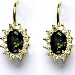 Zlaté náušnice Kate, žluté i bílé zlato, syntetický olivín, náušnice ze zlata, NK 1480