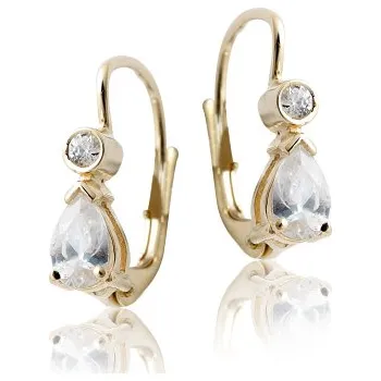 Náušnice Zlaté náušnice s čirými zirkony , žluté zlato - VE 144