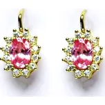 Zlaté náušnice Kate, žluté i bílé zlato, růžový zirkon, náušnice ze zlata, NK 1480