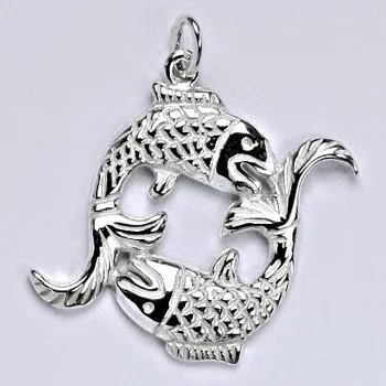 Přívěsek Zlatý přívěsek, znamení zvěrokruhu ryba, bílé zlato,14 kt, P 941
