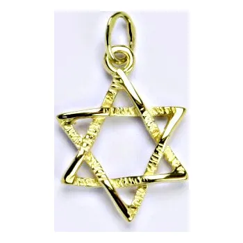 Přívěsek Zlatý přívěsek, Davidova hvězda, žluté i bílé zlato - P 743 (Zlatá Davidova hvězda)