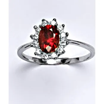 Prsten Zlatý prsten Kate, oranžový zirkon, čiré zirkony, bílé i žluté zlato - T 1480