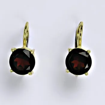 Drahý kámen Zlaté náušnice, přírodní granát, žluté i bílé zlato - NK 1252 (granát 7 mm)