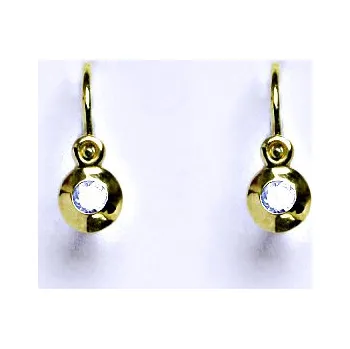 Náušnice Zlaté dětské náušničky, čirý zirkon,žluté zlato, NK 1330