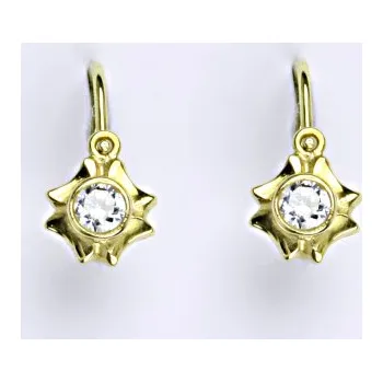 Náušnice Dětské náušničky zlaté s čirým zirkonem, žluté zlato NK 1383
